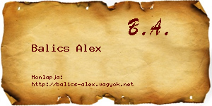 Balics Alex névjegykártya